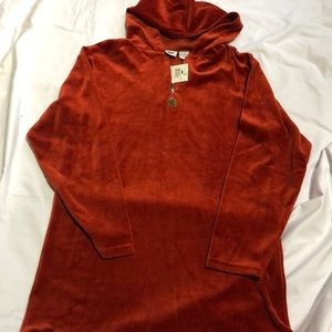 DKNY velour hooded tunic